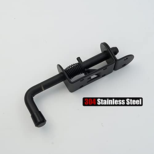 JQK Spring Loaded Latch Pin, 304 Stainless Steel Barrel Bolt Thickened 2mm Door Lock, 5 Inch Black (2 Pack), HSB300-BK-P2 - color: Black, size: 5Inch - 2Pack