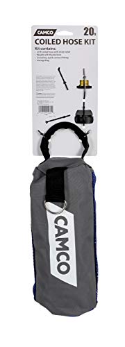 Camco 20’ Coiled Water Nozzle with Adjustable Spray Pattern Kit – Hose Design Prevents Kinking and Tangling, for Car Washing and Gardening (41980) - style: 20' Coiled Water Hose Kit