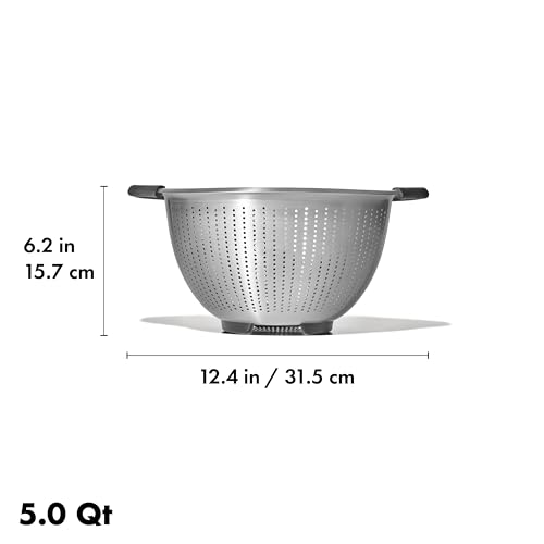OXO Good Grips Stainless Steel Colander,5 qt. Capacity,Strainer with Non-Slip Handles,Kitchen Colander for Pasta and Vegetables,Nesting Stainless Steel Strainer and Sieve,(Pack of 12) - size: 5 Qt (Pack of 12)