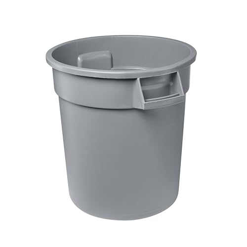 Feed and Seed Storage Container, 10 Gallon Gray Round Commercial Trash Can/Ingredient Bin, Food Storage Plastic Bin, Use in Agricultural, Gardening, or Household - color: Gray, size: 10 Gallon Container Only