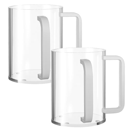 2 Pcs Judaica Hand Washing Cup with Dual Handles for Netilat Yadayim 5" Acrylic Clear Negel Vasser Jewish Ritual Kohanim Holiday Gifts(White Handle)