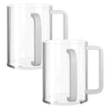 2 Pcs Judaica Hand Washing Cup with Dual Handles for Netilat Yadayim 5" Acrylic Clear Negel Vasser Jewish Ritual Kohanim Holiday Gifts(White Handle)