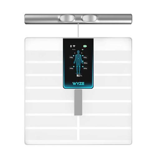 Wyze Smart Scale Ultra BodyScan with Handle – Wi-Fi & Bluetooth Body Composition Scale for Weight, BMI, Body Fat, Muscle Mass, and Segmental Measurement, 400 lbs, White - color: White, size: 13.39 in x 15.43 in x 2.13 in