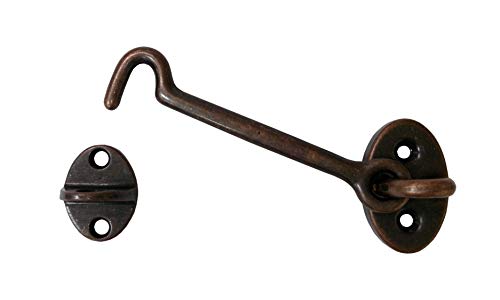 Heavier Duty Brass Door Hook Latch & Eye, 4", Antique Copper, 2 Pack, Made in Taiwan - color: Antique Copper, size: 2 Pack (4")