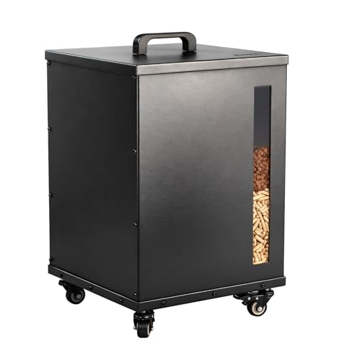 Rayzi 66lb Wood Pellet Storage Bin, Fuel Pellet Carbon Steel Container | Outdoor Waterproof Storage Bin & Rust-Resistant Metal Storage for Wood Pellets, Animal Feed, Charcoal