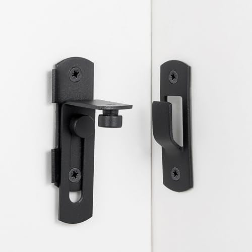 Matte Black 90 Degree Flip Barn Door Lock Latches | Stainless Steel Gate Latch,Suitable for Sliding Door,Garden Gates,Wine Cabinet,Closet,Pet Cage,French Door,Fence Gates - color: Matte Black