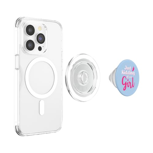 Just Kidding It's a Girl Pink Gender Reveal Party Supplies PopSockets PopGrip for MagSafe - style: Magnetic PopGrip