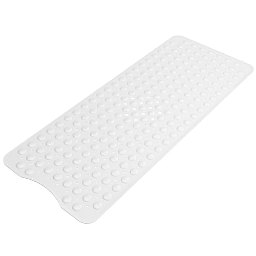 AmazerBath Shower Mat Non Slip 40 x 16 Inches, Shower Stall Mats with Suction Cups and Drain Holes, Non Slip Bath Mat for Tub for Elderly & Kids, White - color: White, size: 40" x 16" (Rectangular)
