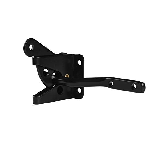 HILLMASTER Upgrade Self-Locking Gate Latch for Wooden Fence Heavy Duty, Automatic Gravity Lever Door Latches with Longer Fasteners & Pull String for Secure Pool, Garden, Black Finish/4.7in - size: 1 Pack