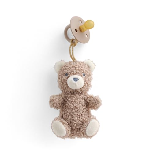 Itzy Ritzy Pacifier & Lovey Set - Natural Rubber Pacifier with Plush Bear | Natural Rubber Pacifier with Detachable Bear Lovey, Soft Cotton Fabric, Large Vent Holes, and Soothing Comfort for Babies - color: Bear