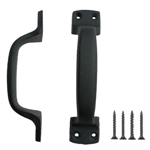 7 Inch Classic Barn Door Handle - Black Cast Iron Pull for Sliding Doors, Gates, Sheds, Fences, Closets - Indoor Outdoor Farmhouse Hardware - size: 7", style: Classic