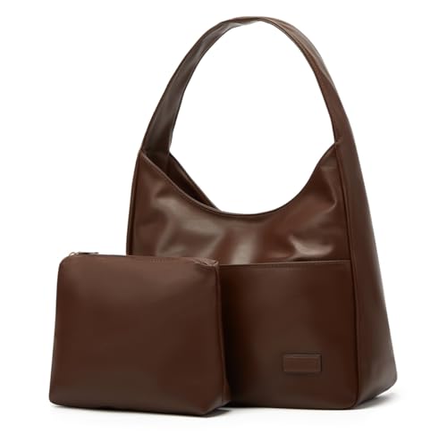 Women Tote Handbags Chic Vegan Leather Tote Bag Purse Stylish Casual Trendy Large Soft Shoulder Bag - color: B-coffee
