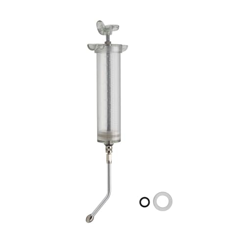 100ML Syringe with Drench Nozzle, Adjustable Dosage Detachable Drench Livestock Birds Feeding Syringe Gun for Cats Dogs Kitten Puppy Bunny Small Animals Newborn Pet Feeder Nursing Supplies (L-100ML) - size: L-100ML