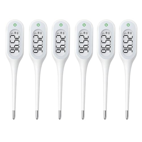 8 Second Basal Thermometer for Adults & Kids, Accurate & Safe, Pack of 6 | Fever Alarm and Memory Recall, Oral, Ovulation or Underarm Use - size: 6 Pack