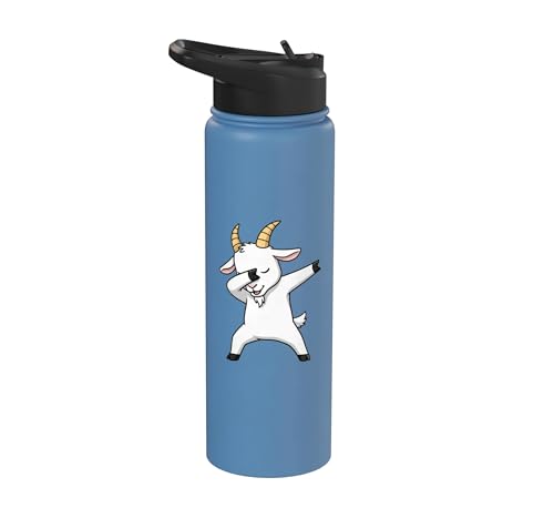 Dabbing Goat Kids Halloween Costume Cute Farm Animal Dab Stainless Steel Insulated Water Bottle - color: Light Blue