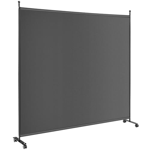 Giantex 73" x 73" Single Panel Room Divider with Wheels, Gray | Mobile Privacy Screen with Lockable Casters, Rolling Fabric Partition Wall for Home, Office, Studio - color: Grey, size: 73''W x 73''H (1 Panel)