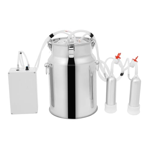 Cow Milking Machine, 2in1 Electric Automatic Cow Milker with Adjustable Vacuum Pump, 10L Milk Container, 2 Teat Cups, Goat Vacuum Pulsation Milker - size: 10 L