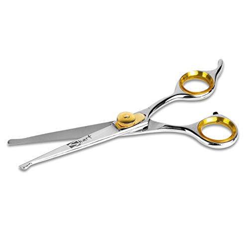 Sharf Dog Grooming Scissors, Safety Round Tip Straight Shears, 6.5 Inch | Blunt tip straight shears for dogs at home — professional quality pet grooming scissors, right handed, small dog safe - color: 6.5 Inch Straight Scissors - Round Tip