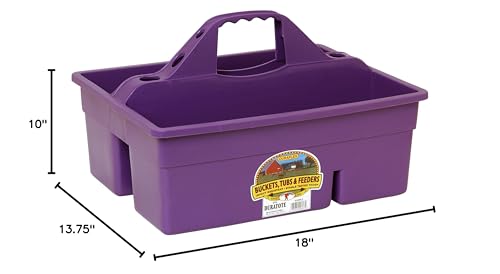 Little Giant® Plastic DuraTote | Horse Grooming DuraTote | Durable Tote Box Organizer with Easy Grip Handle | Extra Thick Sidewalls | Purple - color: Purple