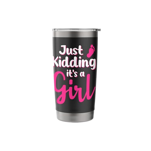 Just Kidding It's a Girl Pink Gender Reveal Party Supplies Stainless Steel Insulated Tumbler