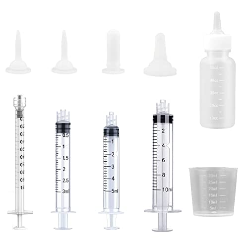 Suxgumoe Kitten Puppy Feeding Bottles and Syringes with Nipples, Small Animals Milk Bottles Feeding Tools for Newborn Kittens, Puppies, Rabbits - color: White