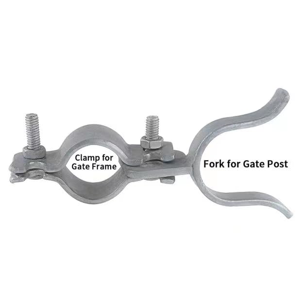 1-3/8" Fork Latch Galvanized Fence Gate Latch for Chain Link Fence Gate Frames with Padlock Hole Wall Mount to Gate Post or Wall (Pack of 1)