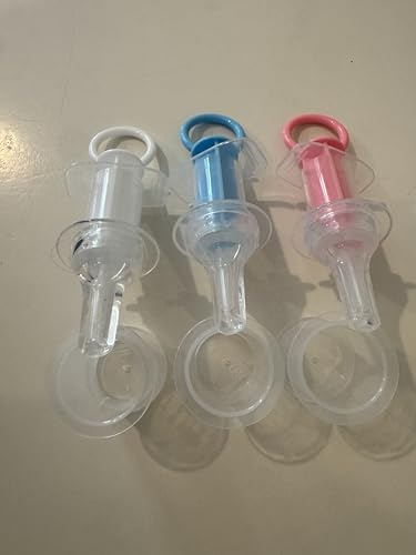 Baby Medicine Dropper Syringe with Ring Handle, Clear Plastic Easy Oral Medication Dispenser Toddler, Pink Blue White (Pink) - color: Pink