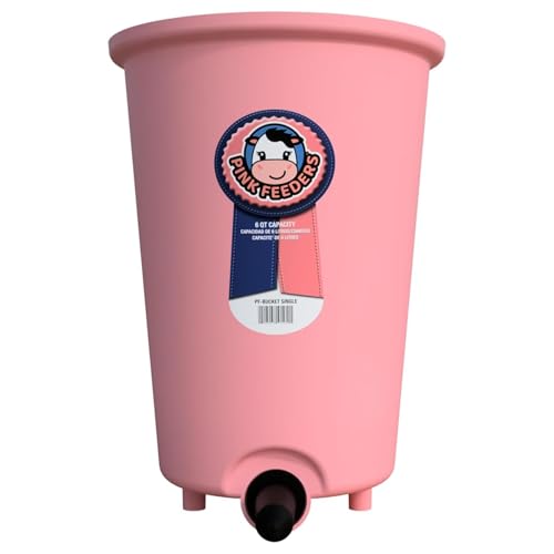8L Reversible Calf Feeding Bucket with Thriver Nipple & Cap – 2 Gallon Single Teat Calf Feeder, Fence Mount, UV Protected One-Piece Construction for Livestock Feeding