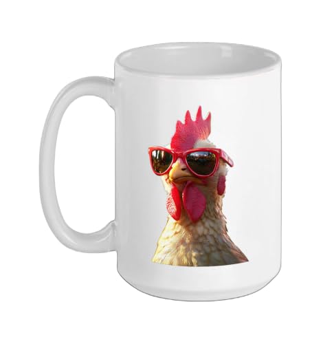 Chicken Hen Female Chick Farm Cluck Farmer Cute Chickens Ceramic Mug, White, 15oz - color: White, size: 15 Ounces
