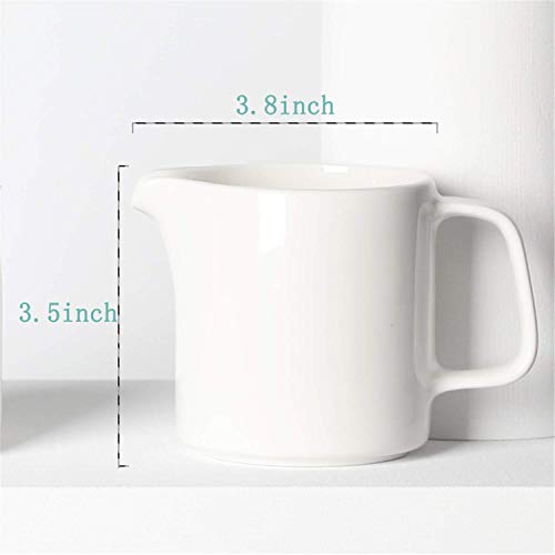 ONTUBE Ceramics Creamer,Porcelain Coffee Milk Creamer Pitcher with Handle for Home and Kitchen - 10 oz (White) | With Handle, For Home and Kitchen