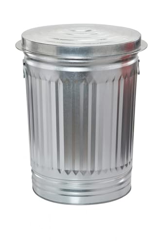 Large Metal Trash Can with Lid 31 Gallon, Heavy Duty Galvanized Outdoor Bucket for Garage, Workshop, Ash Storage, Decorative Silver Farmhouse Trash Bin with Lid