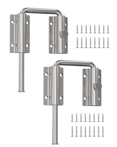 Sliding Door Loop Lock, Multi-Angle Barn Door Lock, Silver-2 PCS | Aluminum Alloy, U-Shaped Loop Latch for French/Fences/Windows/Screen/Patio Sliding Doors - color: Silver-2 PCS