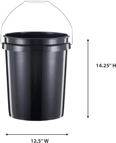 United Solutions 5-Gallon Heavy-Duty Buckets with Snap-On Lids, 6-Pack – BPA-Free, Food-Grade Plastic, Multi-Purpose Storage for Home, DIY, and Job Sites – Black