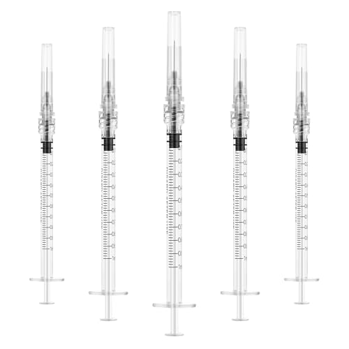 1mL/cc Disposable Luer Lock Syringe 27G 1/2 inch for Lab Use, Individually Wrapped, Pack of 50 - style: 1ml-27G-0.5" (Luer Lock)