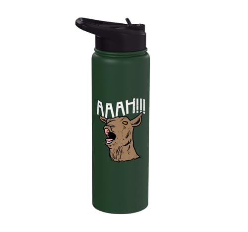 Goat Aaah Bleating Scream Animal Lover Farmer Men Women Kids Stainless Steel Insulated Water Bottle - color: Dark Green