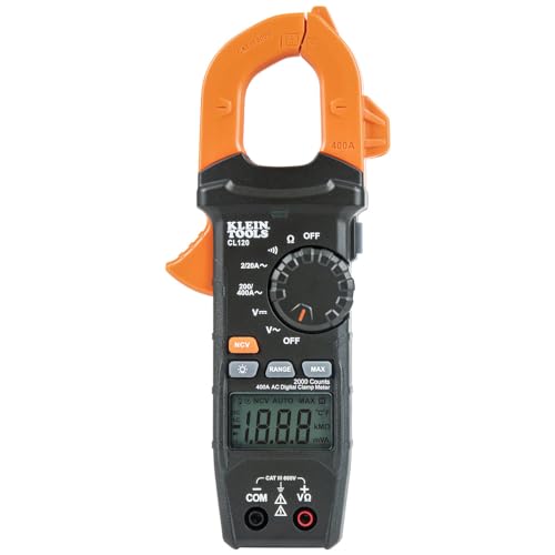 Klein Tools CL120 Digital Clamp Meter, Auto-Ranging 400 Amp AC, AC/DC Voltage, Resistance, Continuity, Non-Contact Voltage Tester Detection - size: Clamp Meter