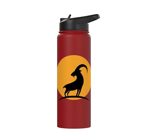 Sunset Wild Goat Capricorn Lover Gift Adult Men Women Kids Stainless Steel Insulated Water Bottle - color: Red