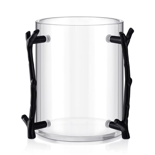 Dingion Judaica Hand Washing Cup for Netilat Yadayim,Black Handle | Clear Acrylic Judaica Hand Washing Cup Stable Dual Black Handles 5 Inch Netilat Yadayim Cup Traditional Jewish Ritual Kohanim - color: Black Handle
