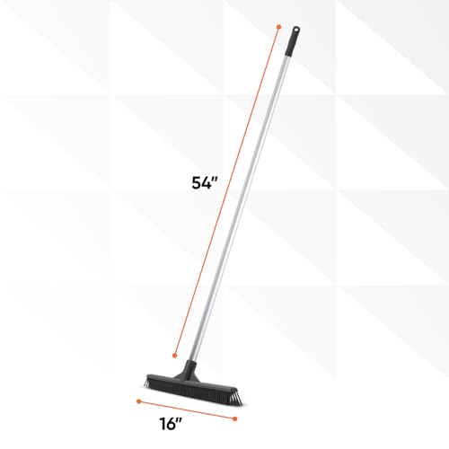 Superio 16"" Slim Silicone Salon Broom - Carpet Rake for Liquid, Human Hair, Pet Hair, and Fur Space Saving and Easy to Wash, Gray, 1281-993 - color: Silicone, size: 54"