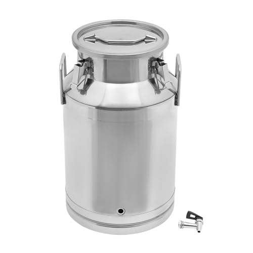 Stainless Steel Milk Can, 40 Liter Seamless Milk Jug Wine Pail Bucket with Spigot 10.57 Gallon Anti-Leak Liquid Storage Container Milk Pail with Sealed Lid for Milk and Wine (40L with Spigot) - size: 40L with Spigot