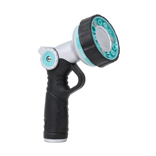 QUOBAS Garden Hose Nozzle Heavy Duty, Water Hose Sprayer Nozzle | 6 Adjustable Spray Patterns, Slip Resistant Hose Nozzle with Thumb Control for Watering Lawn, Car Wash, Pet Cleaning & Patio - size: 8'' nozzle