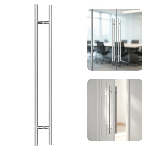 Ranbo 48" Door Pull Handle, 1.2mm 304 Stainless Steel, Brushed Nickel | 35-7/16" Hole Spacing, Fits 1/4"–3/4" Glass Doors and 1-3/8"–2-3/16" Wood Doors, for Entry, Commercial and Storefront Door - size: 48 inches/1.26 inches Cross Section Diameter