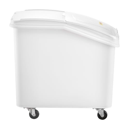 VEVOR Ingredient Bin with Scoop 21 Gallon, 400 Cup Rice Storage Container | For Kitchen & Commercial Food Storage, Includes Sliding Lid, Ingredient Grain Cereal Flour Bin with Wheels, 1 Pack, White - size: 21 Gallon
