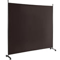 Giantex 73" x 73" Single Panel Room Divider with Wheels, Brown | Mobile Privacy Screen with Lockable Casters, Rolling Fabric Partition Wall for Home, Office, Studio - color: Brown, size: 73''W x 73''H (1 Panel)