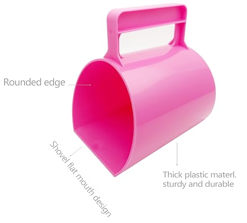 Feed Scoop - Grain Scoop for Horse,Heavy Duty Plastic Large Food Scoop for Large Dogs Livestock 1.8 Quart/7.2Cups Pink