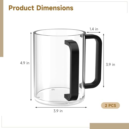 yeesport 2 PCS Judaica Hand Washing Cup with Dual Handles, Clear Acrylic Netilat Yadayim Cup with Non Slip Pads for Jewish Ritual, Sabbath, Morning Cleansing, Holiday Prayer, Festival Table