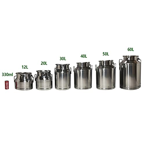 13 Gal Stainless Steel Milk Can 50L, Dairy Pot with Sealed Lid 304 Heavy Duty Bucket GDAE10 Liquid Storage Canister Oil Barrel Pail Jug Wine Tea Beer for Home Bar Kitchen Industry