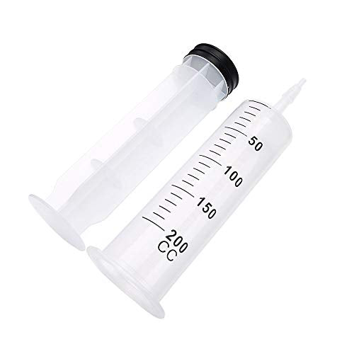 2 Pack 200ml Syringes with 55.1 Inch Tube and Needle 14G 1.5”, Large Plastic Syringe Individually Packaged for Scientific Labs, Watering, Refilling - style: 200 ml