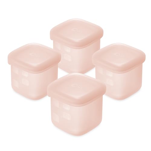 Olababy Silicone Baby Food Storage Containers 4pk, 4oz (Coral) | For Baby Food, Snacks, Formula, Puree & Sauce. BPA & Micro Plastic-Free. Daycare Essentials for Toddlers. - color: Coral, size: 4 oz