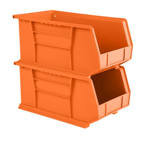 HE HUDSON EXCHANGE 15" x 8" x 7" Plastic Stackable Storage Bin, Orange - color: Orange, size: 1 Pack